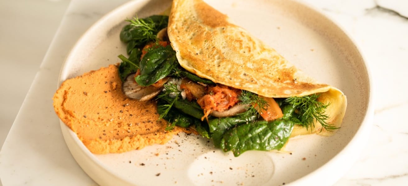 Omelette on a plate.
